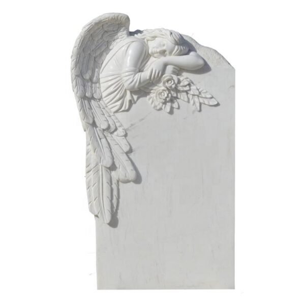 Monument engraving sculpture white marble weeping angel statue