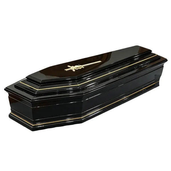 Elegant European Black & Gold Design Casket